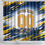 Personalised West Coast Eagles Fan Pride Shower Curtain Muscular Eagle Mascot Graphic Art With Perth City Skyline