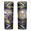Personalised West Coast Eagles Fan Pride Skinny Tumbler Muscular Eagle Mascot Graphic Art With Perth City Skyline