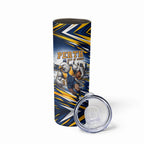 Personalised West Coast Eagles Fan Pride Skinny Tumbler Muscular Eagle Mascot Graphic Art With Perth City Skyline