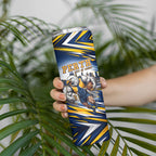 Personalised West Coast Eagles Fan Pride Skinny Tumbler Muscular Eagle Mascot Graphic Art With Perth City Skyline