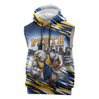 Personalised West Coast Eagles Fan Pride Sleeveless Hoodie Muscular Eagle Mascot Graphic Art With Perth City Skyline