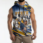 Personalised West Coast Eagles Fan Pride Sleeveless Hoodie Muscular Eagle Mascot Graphic Art With Perth City Skyline