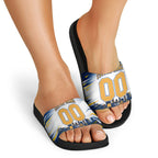 Personalised West Coast Eagles Fan Pride Slide Sandals Muscular Eagle Mascot Graphic Art With Perth City Skyline