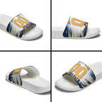 Personalised West Coast Eagles Fan Pride Slide Sandals Muscular Eagle Mascot Graphic Art With Perth City Skyline