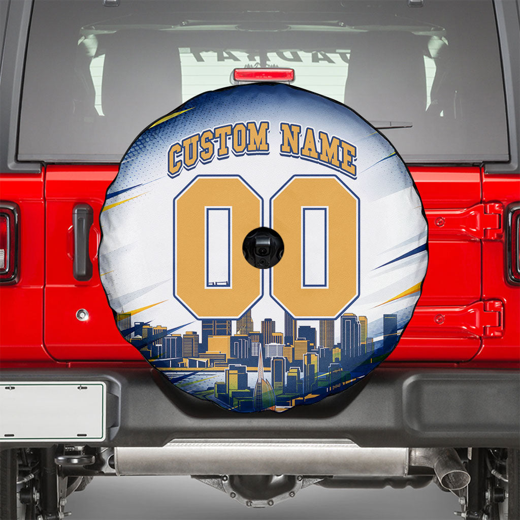 Personalised West Coast Eagles Fan Pride Spare Tire Cover Muscular Eagle Mascot Graphic Art With Perth City Skyline