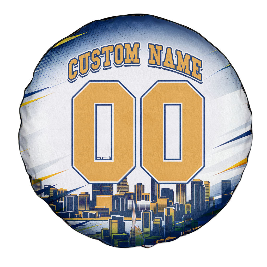 Personalised West Coast Eagles Fan Pride Spare Tire Cover Muscular Eagle Mascot Graphic Art With Perth City Skyline