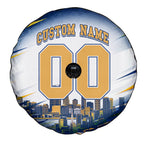 Personalised West Coast Eagles Fan Pride Spare Tire Cover Muscular Eagle Mascot Graphic Art With Perth City Skyline