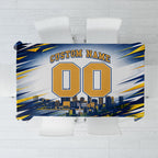 Personalised West Coast Eagles Fan Pride Tablecloth Muscular Eagle Mascot Graphic Art With Perth City Skyline