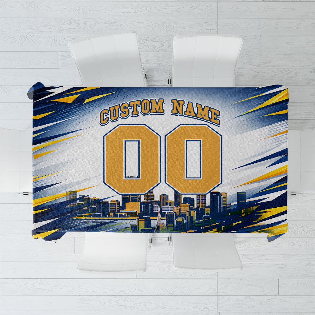 Personalised West Coast Eagles Fan Pride Tablecloth Muscular Eagle Mascot Graphic Art With Perth City Skyline