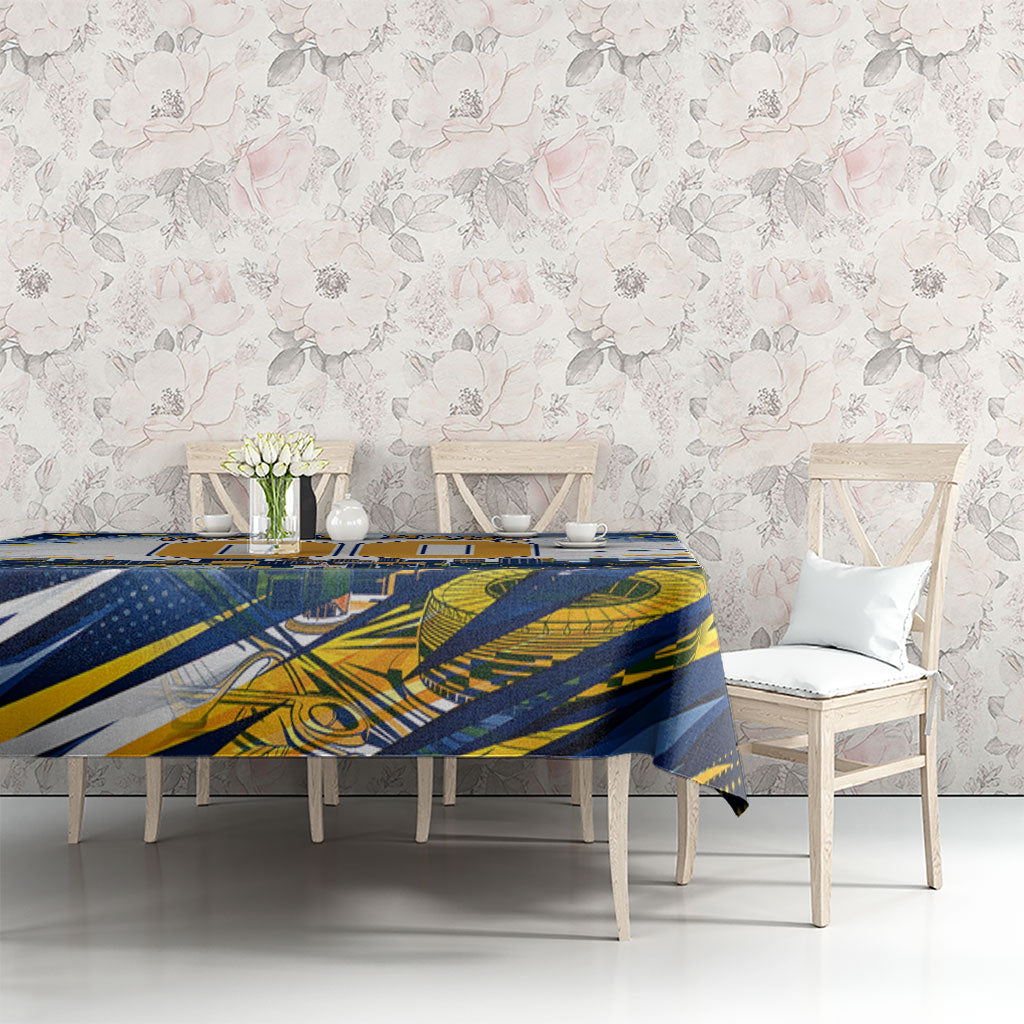 Personalised West Coast Eagles Fan Pride Tablecloth Muscular Eagle Mascot Graphic Art With Perth City Skyline