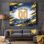 Personalised West Coast Eagles Fan Pride Tapestry Muscular Eagle Mascot Graphic Art With Perth City Skyline