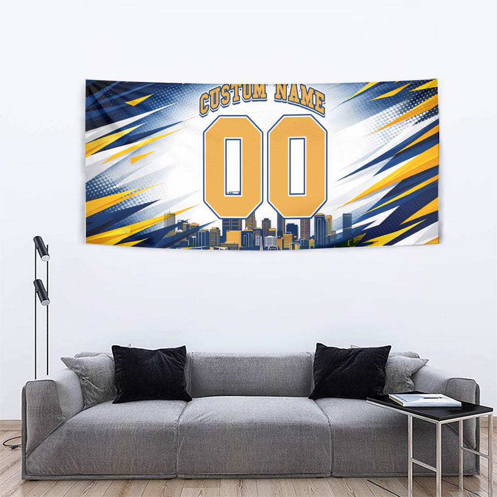 Personalised West Coast Eagles Fan Pride Tapestry Muscular Eagle Mascot Graphic Art With Perth City Skyline
