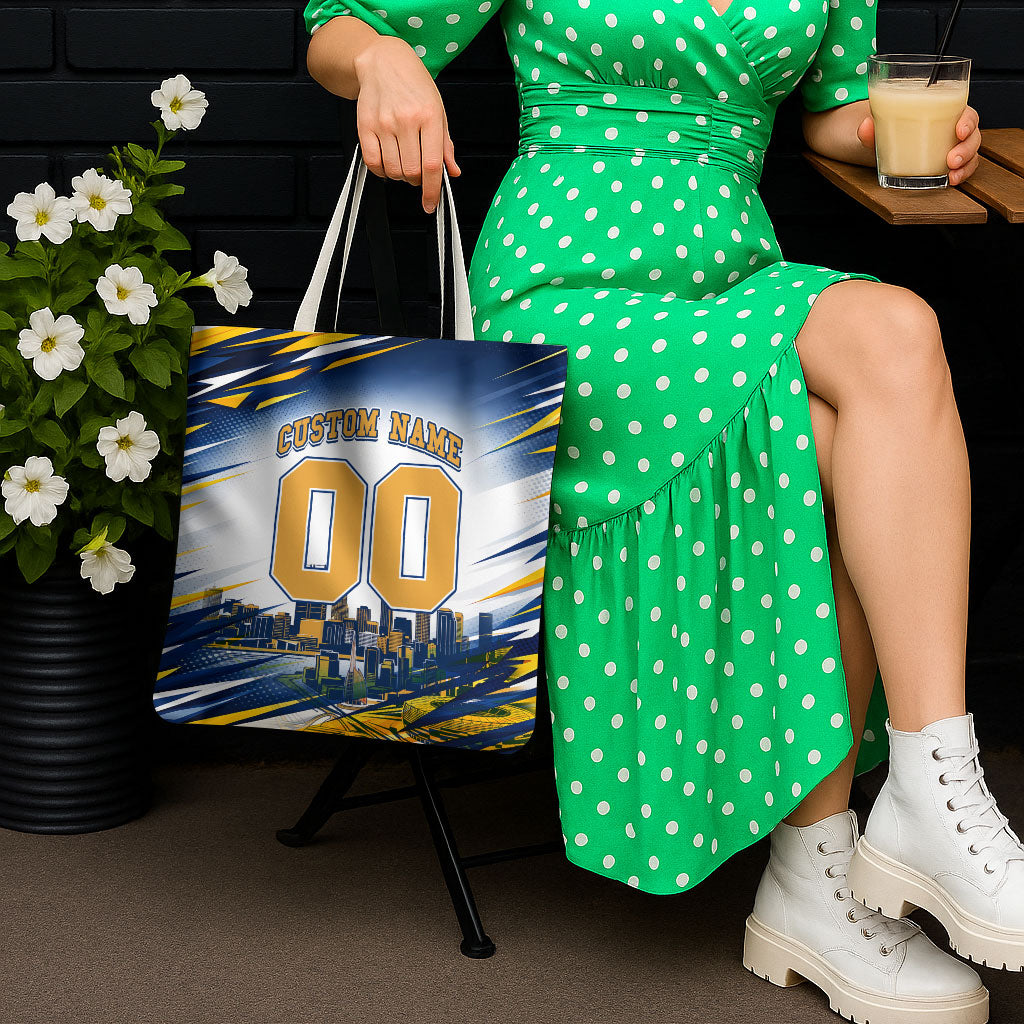 Personalised West Coast Eagles Fan Pride Tote Bag Muscular Eagle Mascot Graphic Art With Perth City Skyline