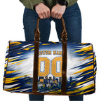 Personalised West Coast Eagles Fan Pride Travel Bag Muscular Eagle Mascot Graphic Art With Perth City Skyline