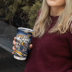 Personalised West Coast Eagles Fan Pride Tumbler Cup Muscular Eagle Mascot Graphic Art With Perth City Skyline