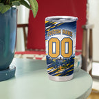 Personalised West Coast Eagles Fan Pride Tumbler Cup Muscular Eagle Mascot Graphic Art With Perth City Skyline
