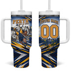 Personalised West Coast Eagles Fan Pride Tumbler With Handle Muscular Eagle Mascot Graphic Art With Perth City Skyline