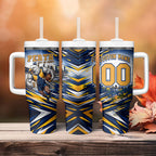 Personalised West Coast Eagles Fan Pride Tumbler With Handle Muscular Eagle Mascot Graphic Art With Perth City Skyline