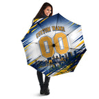 Personalised West Coast Eagles Fan Pride Umbrella Muscular Eagle Mascot Graphic Art With Perth City Skyline
