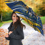Personalised West Coast Eagles Fan Pride Umbrella Muscular Eagle Mascot Graphic Art With Perth City Skyline