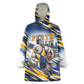 Personalised West Coast Eagles Fan Pride Wearable Blanket Hoodie Muscular Eagle Mascot Graphic Art With Perth City Skyline
