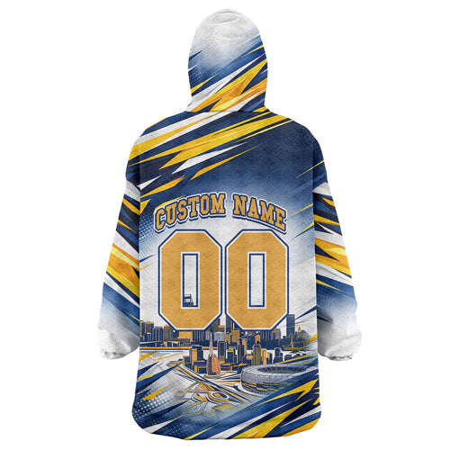 Personalised West Coast Eagles Fan Pride Wearable Blanket Hoodie Muscular Eagle Mascot Graphic Art With Perth City Skyline