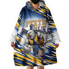 Personalised West Coast Eagles Fan Pride Wearable Blanket Hoodie Muscular Eagle Mascot Graphic Art With Perth City Skyline
