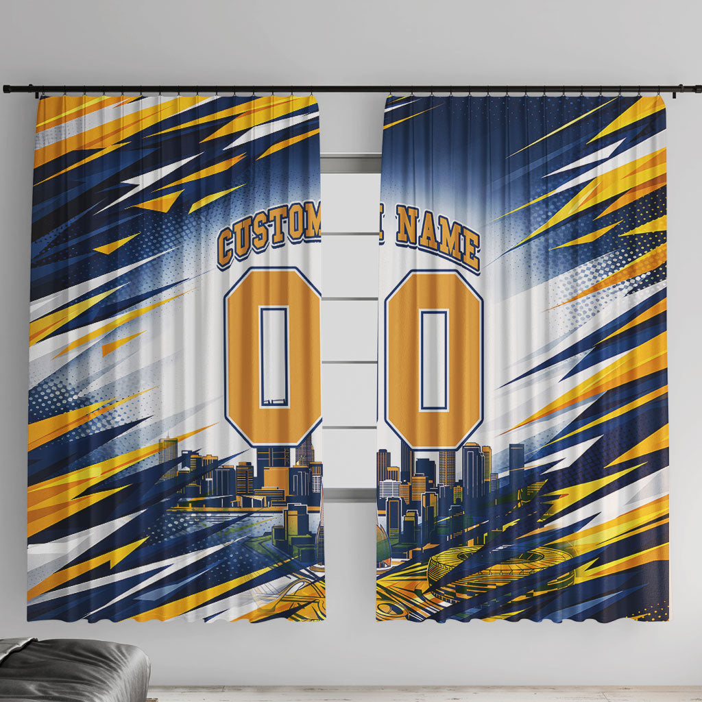 Personalised West Coast Eagles Fan Pride Window Curtain Muscular Eagle Mascot Graphic Art With Perth City Skyline