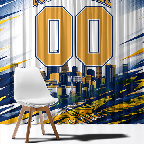 Personalised West Coast Eagles Fan Pride Window Curtain Muscular Eagle Mascot Graphic Art With Perth City Skyline