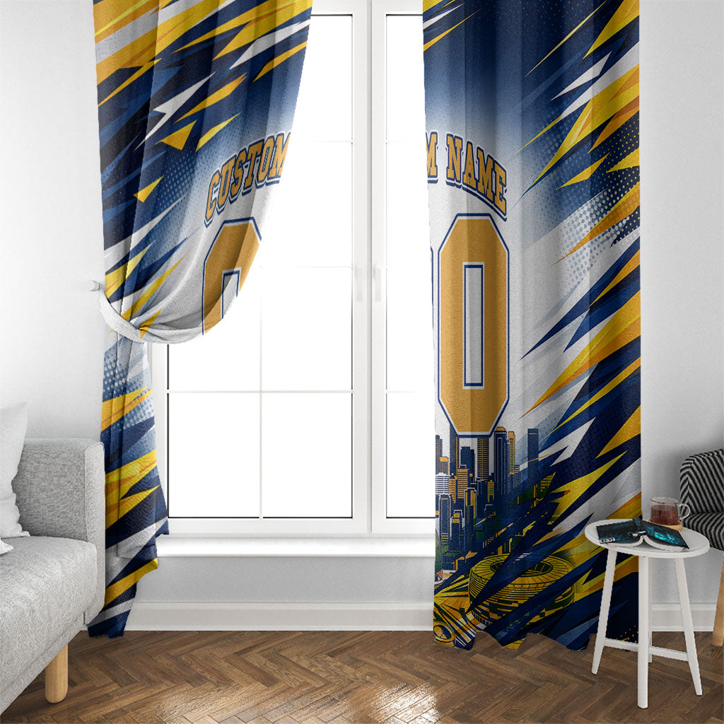 Personalised West Coast Eagles Fan Pride Window Curtain Muscular Eagle Mascot Graphic Art With Perth City Skyline