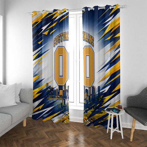 Personalised West Coast Eagles Fan Pride Window Curtain Muscular Eagle Mascot Graphic Art With Perth City Skyline