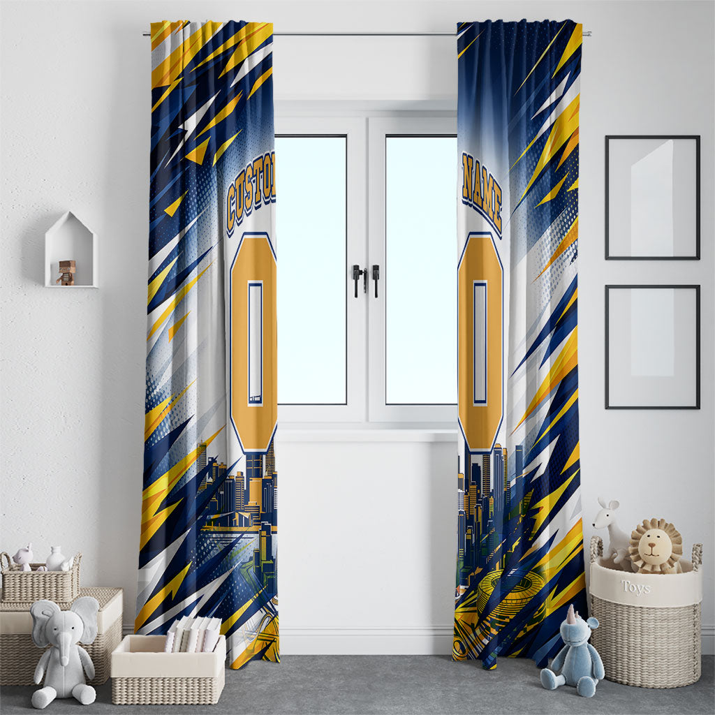 Personalised West Coast Eagles Fan Pride Window Curtain Muscular Eagle Mascot Graphic Art With Perth City Skyline