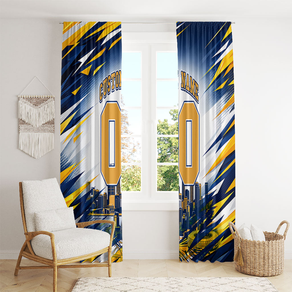 Personalised West Coast Eagles Fan Pride Window Curtain Muscular Eagle Mascot Graphic Art With Perth City Skyline