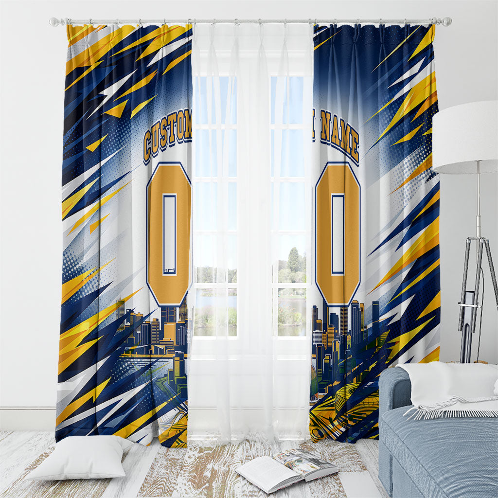 Personalised West Coast Eagles Fan Pride Window Curtain Muscular Eagle Mascot Graphic Art With Perth City Skyline