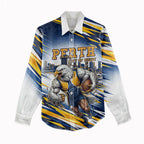 Personalised West Coast Eagles Fan Pride Women Casual Shirt Muscular Eagle Mascot Graphic Art With Perth City Skyline