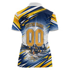 Personalised West Coast Eagles Fan Pride Women Polo Shirt Muscular Eagle Mascot Graphic Art With Perth City Skyline