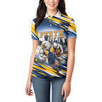 Personalised West Coast Eagles Fan Pride Women Polo Shirt Muscular Eagle Mascot Graphic Art With Perth City Skyline