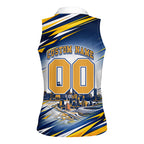 Personalised West Coast Eagles Fan Pride Women Sleeveless Polo Shirt Muscular Eagle Mascot Graphic Art With Perth City Skyline