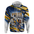 Personalised West Coast Eagles Fan Pride Zip Hoodie Muscular Eagle Mascot Graphic Art With Perth City Skyline