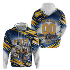 Personalised West Coast Eagles Fan Pride Zip Hoodie Muscular Eagle Mascot Graphic Art With Perth City Skyline
