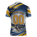 Personalised West Coast Eagles Fan Pride Zipper Polo Shirt Muscular Eagle Mascot Graphic Art With Perth City Skyline