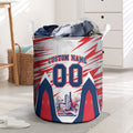 Personalised Western Bulldogs Fan Pride Laundry Basket Muscular Bulldog Mascot Graphic Art With Melbourne City Skyline
