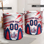 Personalised Western Bulldogs Fan Pride Laundry Basket Muscular Bulldog Mascot Graphic Art With Melbourne City Skyline