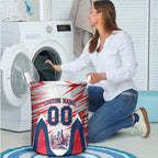 Personalised Western Bulldogs Fan Pride Laundry Basket Muscular Bulldog Mascot Graphic Art With Melbourne City Skyline