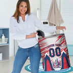 Personalised Western Bulldogs Fan Pride Laundry Basket Muscular Bulldog Mascot Graphic Art With Melbourne City Skyline