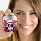 Personalised Western Bulldogs Fan Pride AirPods Case Muscular Bulldog Mascot Graphic Art With Melbourne City Skyline