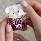 Personalised Western Bulldogs Fan Pride AirPods Case Muscular Bulldog Mascot Graphic Art With Melbourne City Skyline