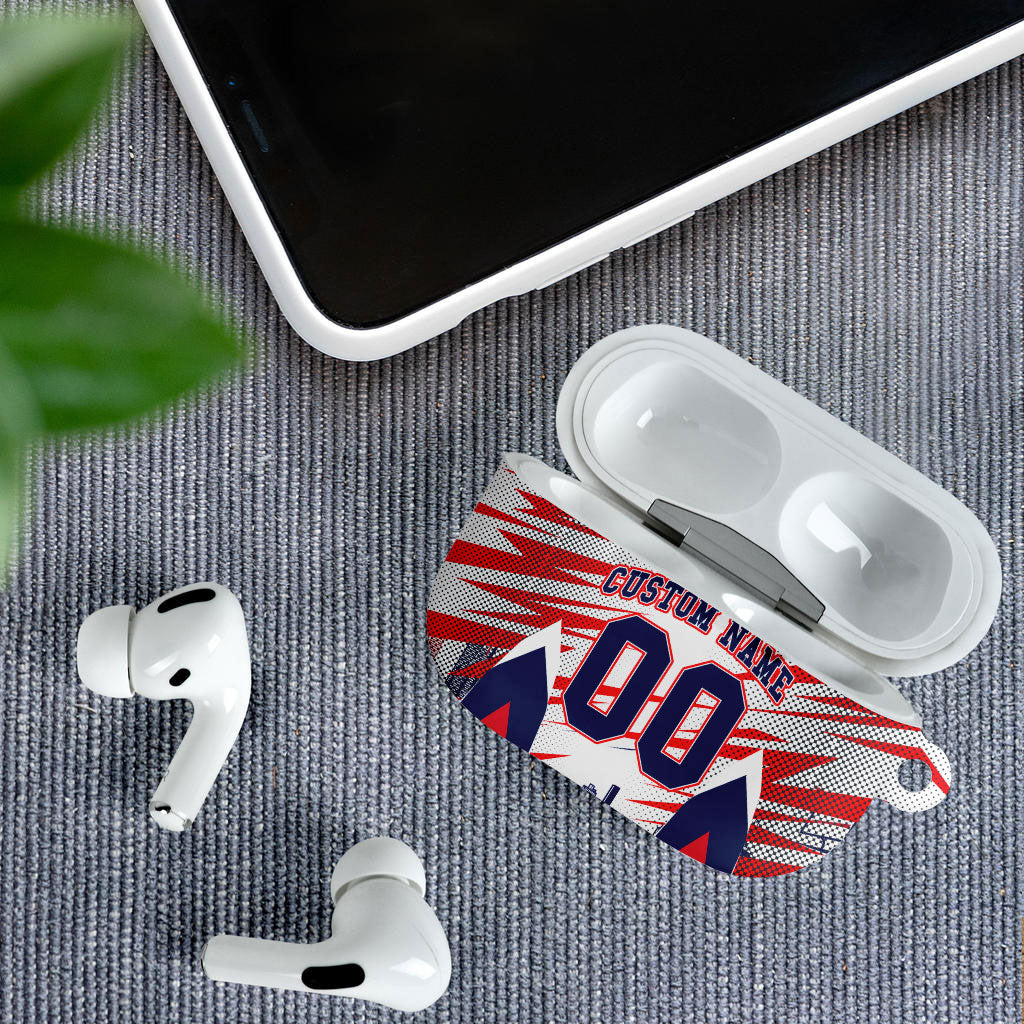 Personalised Western Bulldogs Fan Pride AirPods Case Muscular Bulldog Mascot Graphic Art With Melbourne City Skyline