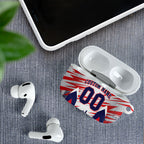 Personalised Western Bulldogs Fan Pride AirPods Case Muscular Bulldog Mascot Graphic Art With Melbourne City Skyline