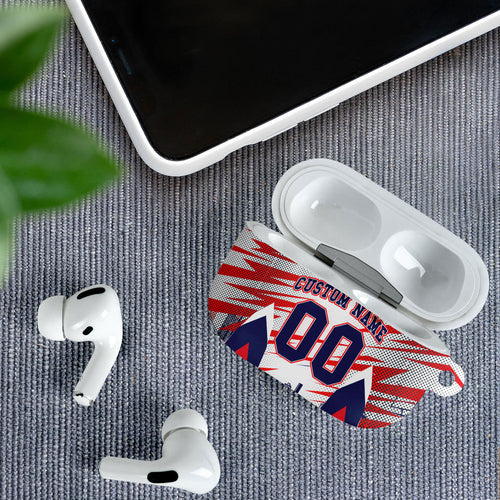 Personalised Western Bulldogs Fan Pride AirPods Case Muscular Bulldog Mascot Graphic Art With Melbourne City Skyline